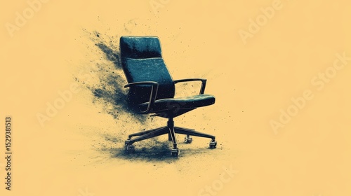 Creative Office Chair in Motion with Dust and Color Splash Effect