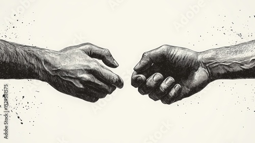 Two Hands Reaching Out in Connection and Unity Concept Art