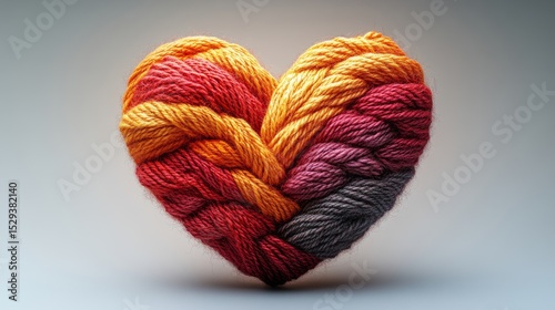 Colorful Yarn Heart Shape Crafted from Various Threads