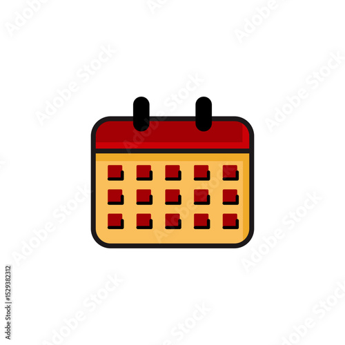 Simple Flat Design Calendar Icon Red and Beige Monthly Planner