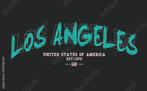 Art Tee, LOS ANGELES urban street style typography with grunge brush strokes. slogan tee, LOS ANGELES  text graffiti, typography college varsity USA state slogan print. t shirt print.eps8