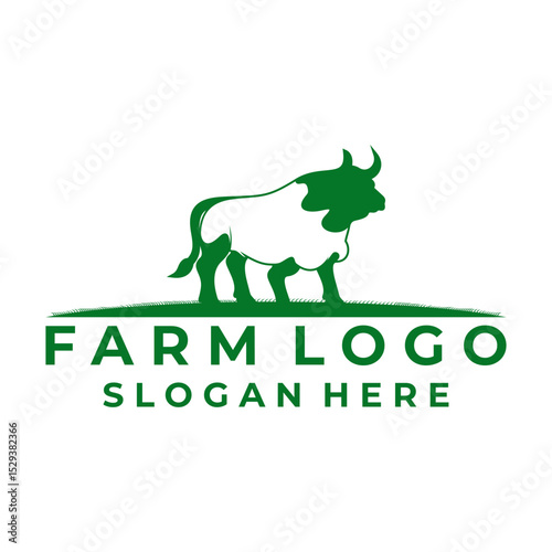 Simple cow logo design vector template. Farm logo design template