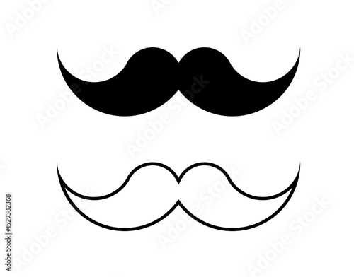 Set of moustache. Decorative elements on black colour.