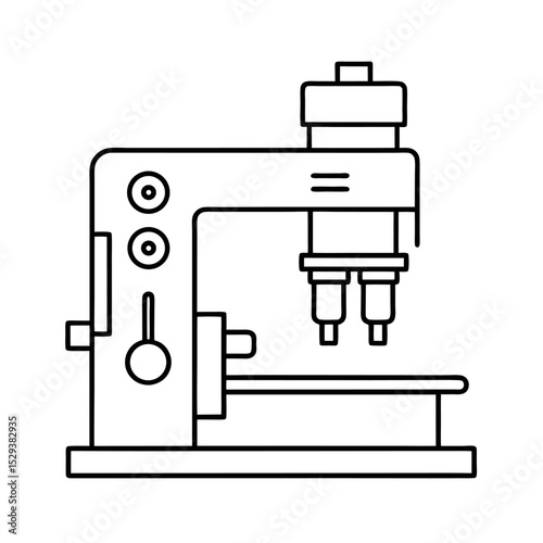 horizontal milling machine illustration line art vector
