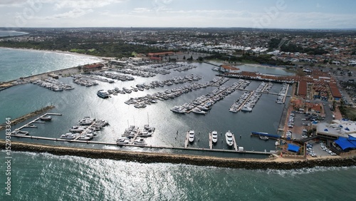 Hillarys, Australia – June 3, 2025: Aerial View of The Hillarys Boat Harbour of Perth CBD