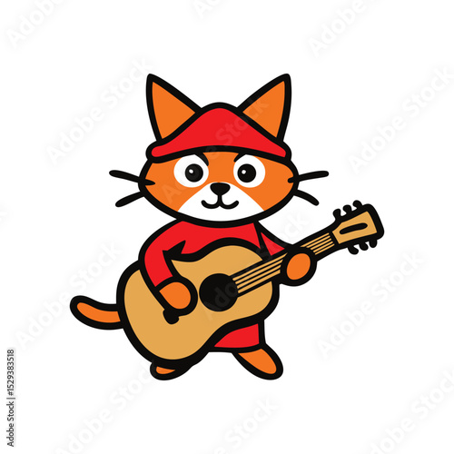 A cat playing guitar