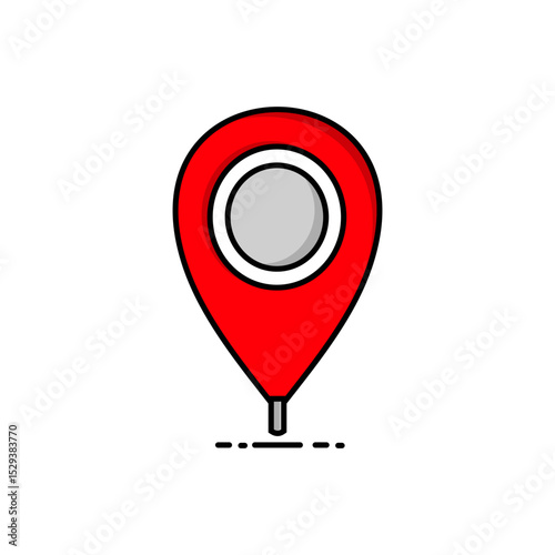Red Location Pin Icon on Black Background Simple GPS Marker Graphic
