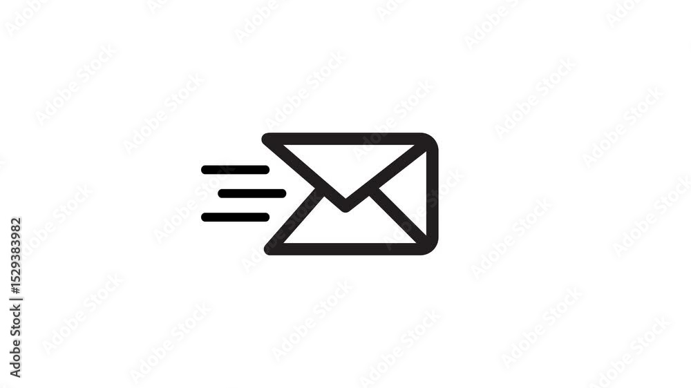 Mail envelope icon simple animation isolated on white background