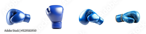 Blue boxing gloves set isolated set on transparent background photo