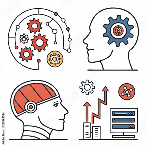 human head with gears