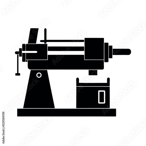 semi automatic lathe silhouette vector