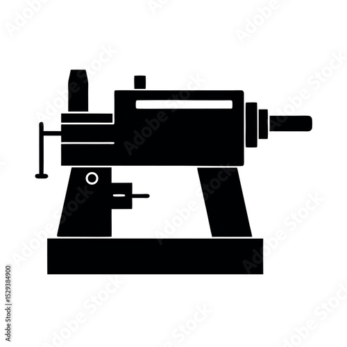 semi automatic lathe black vector
