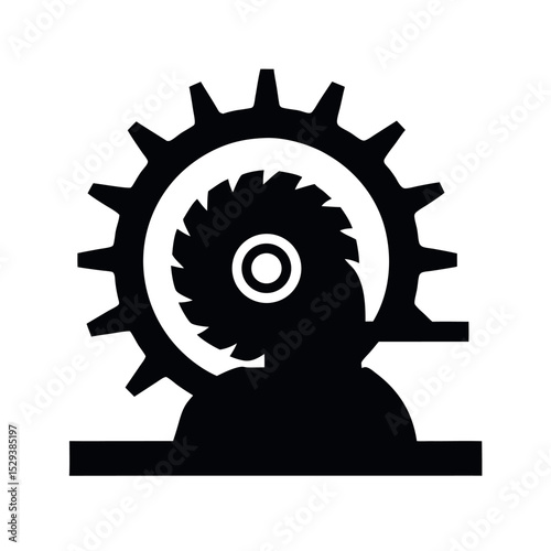 spiral bevel gear cutting machine black vector