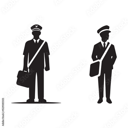 Black and white postman logo vector on white background. Postman icon designs.