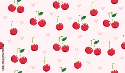 Cute cherry fruits pattern background vector design