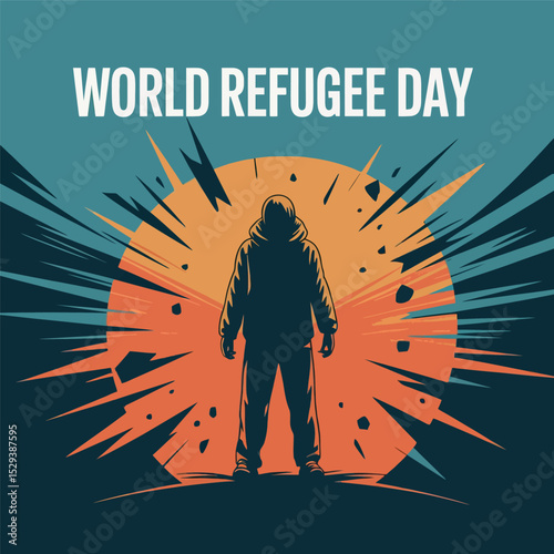 World Refugee Day Illustration Crisis Awareness Silhouette Design