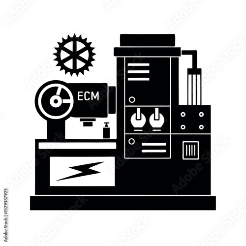ECM Electrochemical Machining Machine Vector Design