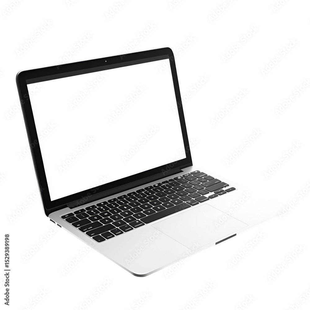 Modern Silver Laptop Computer Blank Screen Technology Device Modern Silver Laptop Computer Blank Screen Technology Device