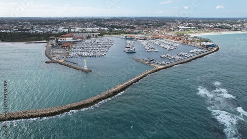 Hillarys, Australia – June 3, 2025: Aerial View of The Hillarys Boat Harbour of Perth CBD