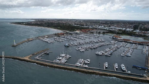Hillarys, Australia – June 3, 2025: Aerial View of The Hillarys Boat Harbour of Perth CBD