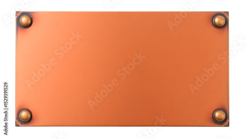 Orange copper metal plate blank sign background