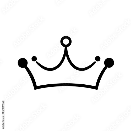 Simple black line art of a crown with round accents