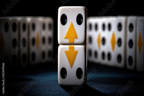 Two dice, facing opposite directions, are centered