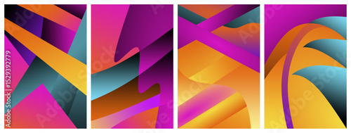 Minimal abstract background set. Futuristic pattern with gradient colors. Vector illustration.