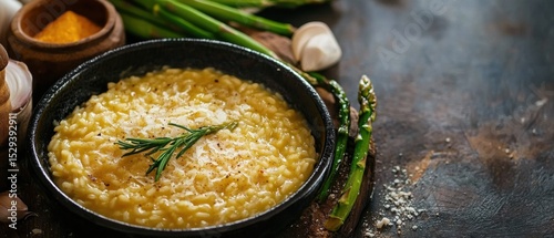 Homemade Italian risotto with asparagus