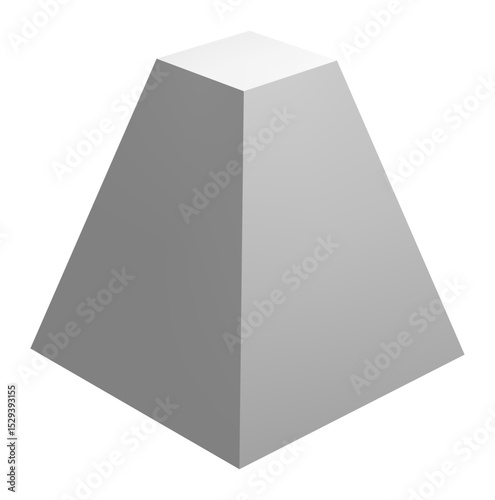 Gray pyramid standing on a white background, representing concepts such as stability, growth, hierarchy, and reaching the top, suitable for various business and abstract themes