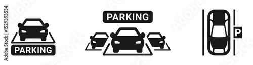 Car parking sign. Car parking vector icons. Parking and traffic signs isolated. Public parking and parking location symbol - stock vector. 