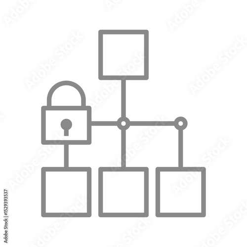 鍵付きのシンプルな樹形図のアイコン