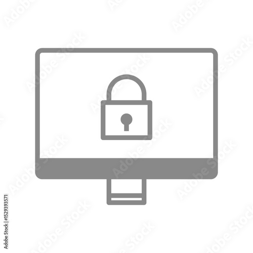 鍵マークが表示されたデスクトップパソコンのアイコン