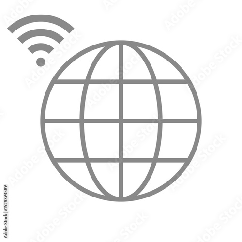 Wi-Fi接続しているシンプルな地球のアイコン_2