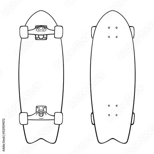 skateboard set collection lineart drawing illustration