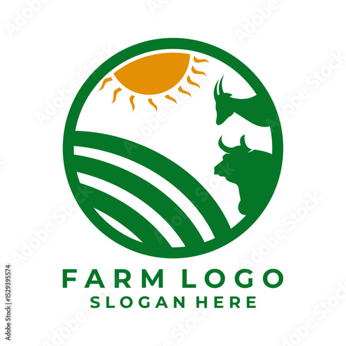 Circle Farm logo design. Simple farm logo design template