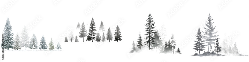 Obraz premium Serene winter forest landscape with snow covered trees