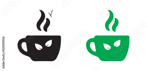 Tea cup hot icons set. coffe or tea cups vector icon illuetration eps 10