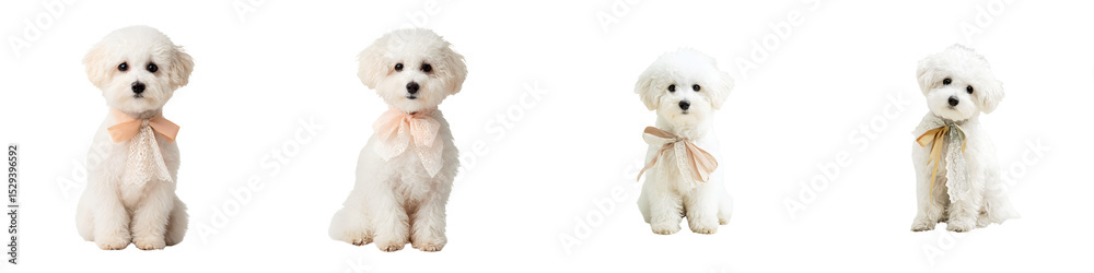 Obraz premium Adorable group of fluffy white poodle puppies