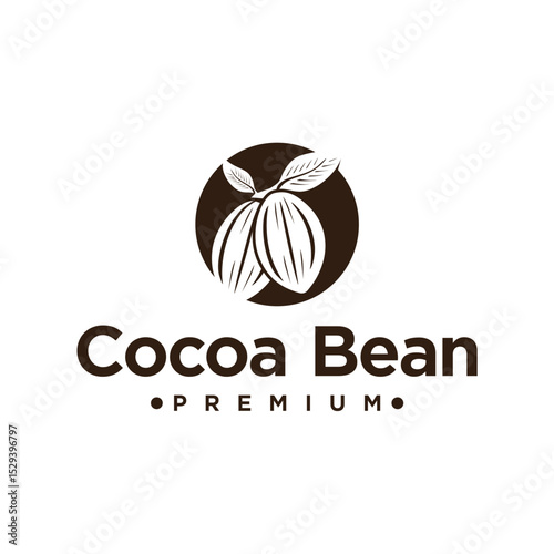 cocoa logo,cocoa bean,cocoa tree,cocoa twigs and leaves,minimalist icon illustration template