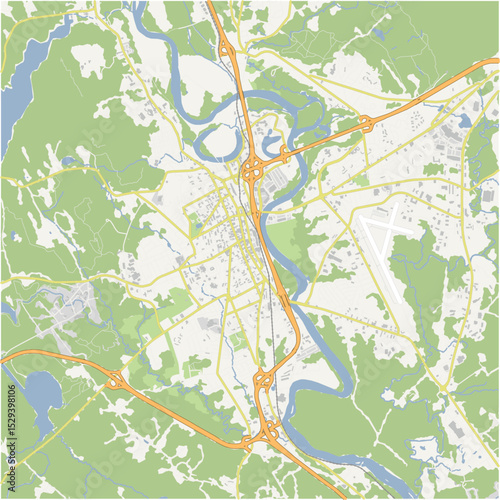 Map of Concord in New Hampshire in a normal road map style. Contains layered vector with roads water, parks, etc.