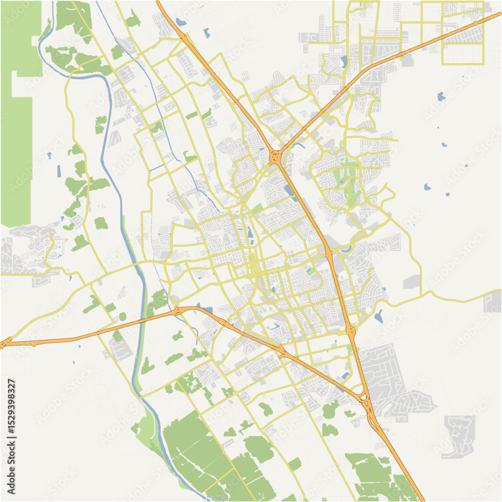Obraz premium Map of Las Cruces in New Mexico in a normal road map style. Contains layered vector with roads water, parks, etc.