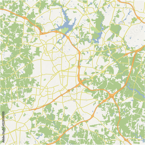 Map of High Point in North Carolina in a normal road map style. Contains layered vector with roads water, parks, etc.