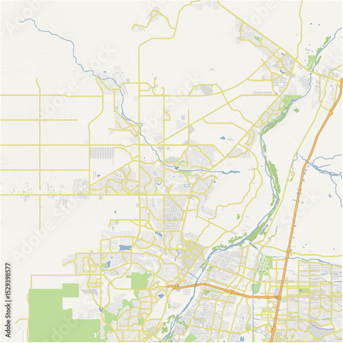 Map of Rio Rancho in New Mexico in a normal road map style. Contains layered vector with roads water, parks, etc.