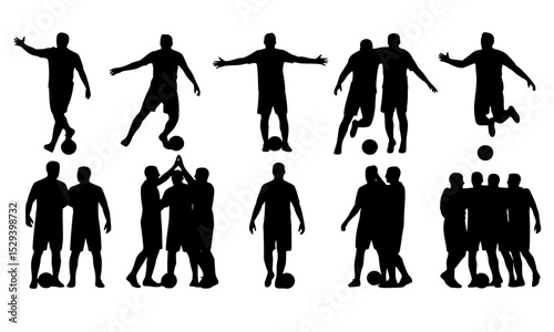 Dynamic Soccer Silhouettes Showcasing the Excitement and Camaraderie of Team Play in Football.