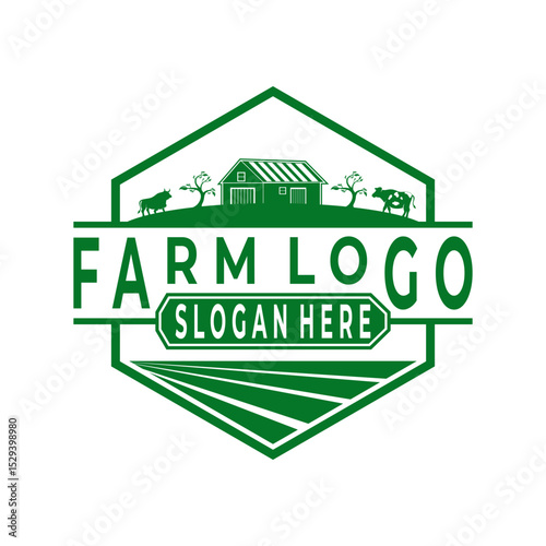 Farm emblem logo design vector. Farm house logo template
