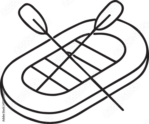 High-Quality Whitewater RaftLine Art - Vector