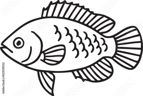 Get Elegant Climbing Perch Fish Line Art for BrandingGet Elegant Climbing Perch Fish Line Art for Branding