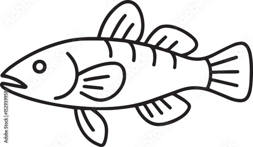 Goby Fish Outline Line Art Vector Illustration