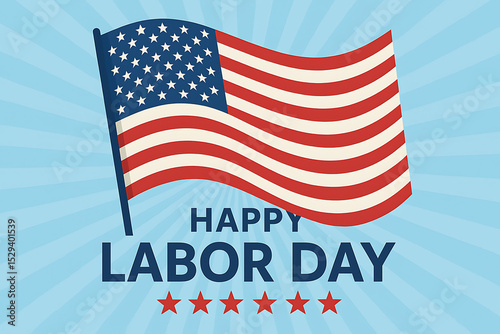 Happy labor day with american flag vector graphic design